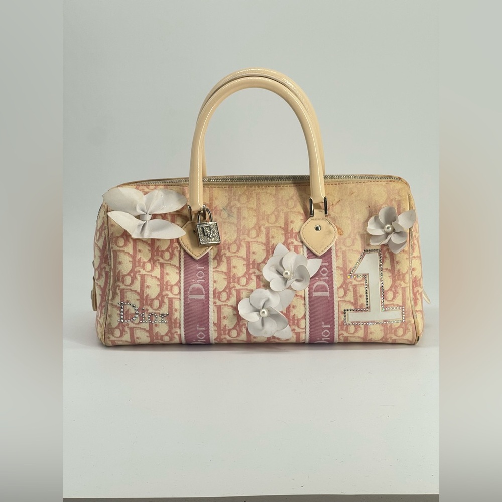 Christian Dior Girly Boston Bag Featuring The Diorissimo Canvas Pattern Bag - Picture 2 of 10